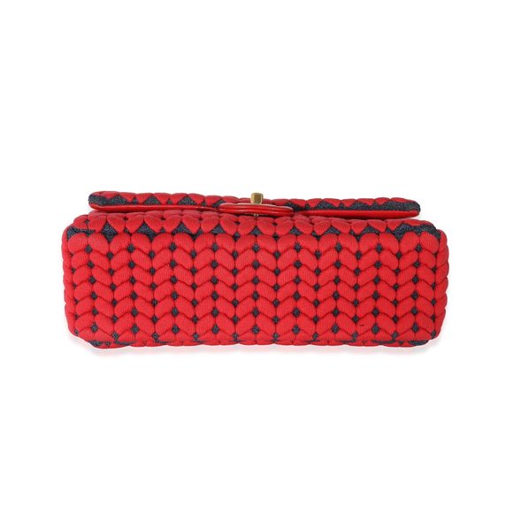 Chanel Red Wool Woven Medium Single Flap Bag - Picture 3 of 5
